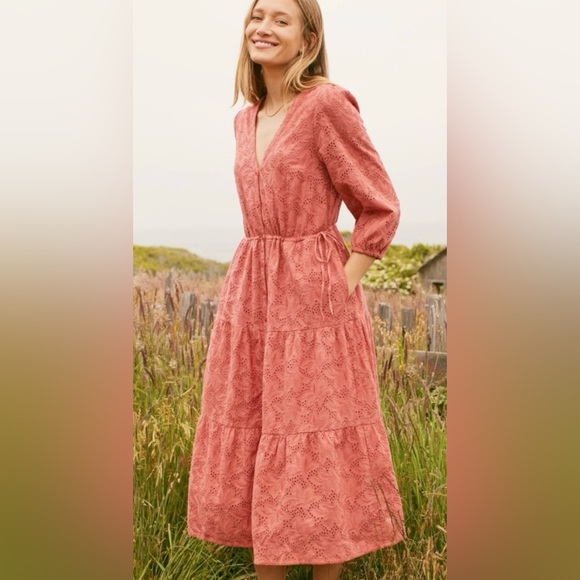Marine Layer Dresses & Skirts - Marine Layer Coral Pink Eyelet Midi Dress